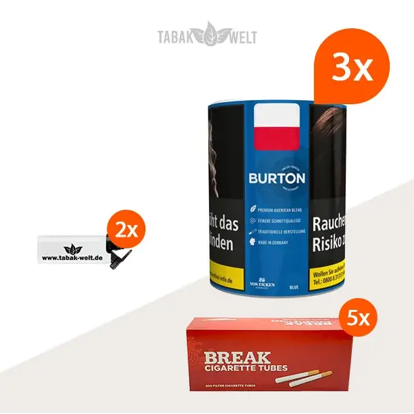 burton-blue-feinschnitt-tabak-3x-dose-1000-king-size-huelsen-und-sturmfeuerzeugen