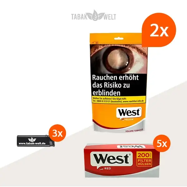west-yellow-volumentabak-2x-grosse-beutel-mit-1000-filterhuelsen
