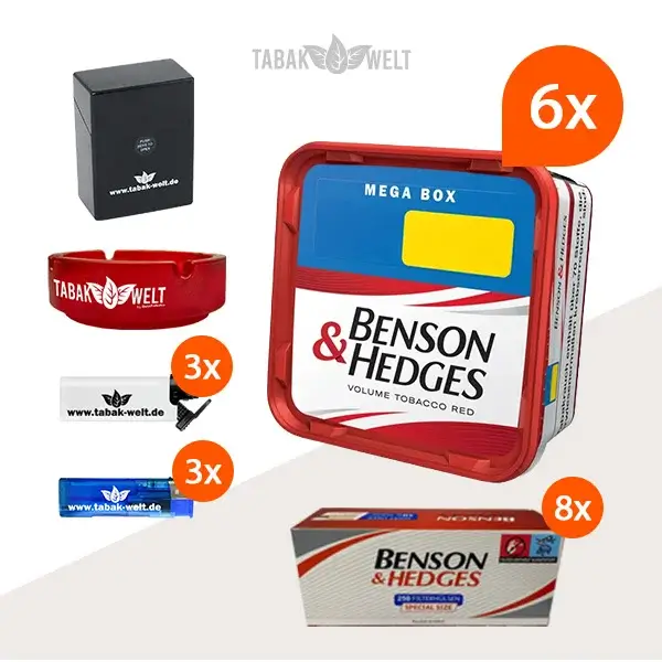 Benson und Hedges Red Volumentabak 6x Mega Box mit 2000 Special Size Hülsen