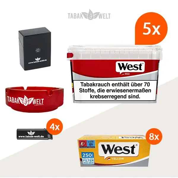 west-red-volumentabak-5x-mega-box-mit-2000-special-size-huelsen-und-etui