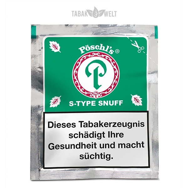 Pöschl's S-Type Schnupftabak Spearmint Tüte poeschls-s-type-spearmint-schnupftabak-nachfuellpackung