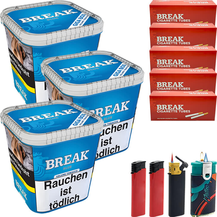 Break Tabak Blue 3 x Giga Box mit 1000 Hülsen