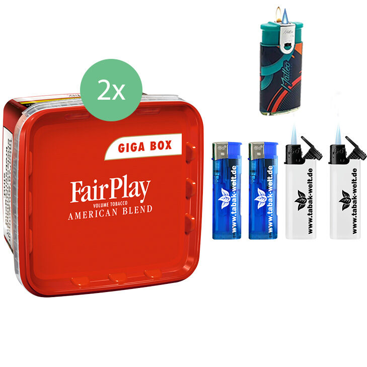 Fair Play Volumentabak Giga Box 2 x 315g mit Zigarettenbox 