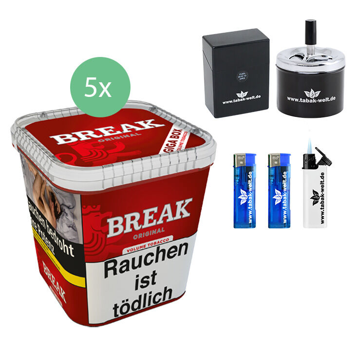 Break Original Tabak 5 x Giga Box mit Aschenbecher