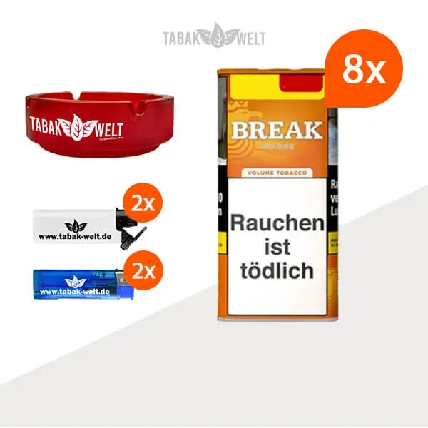 break-orange-volumentabak-8x-dose-mit-glas-aschenbecher