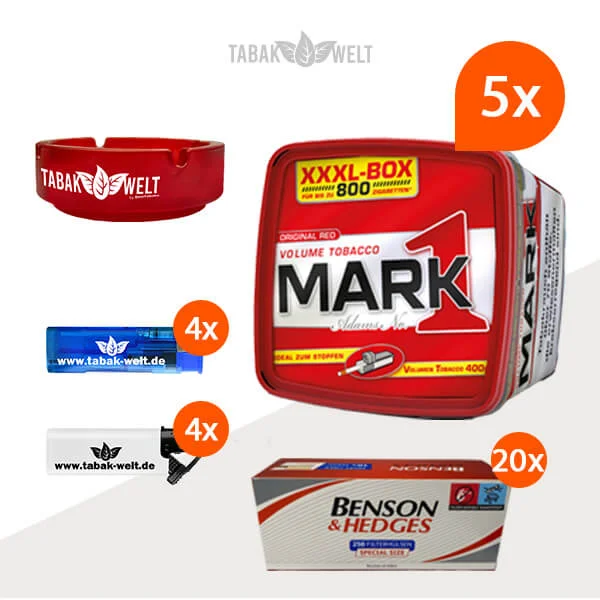 Mark 1 Red Volumentabak XXXL 5x Box mit 5000 Benson Special Size Hülsen