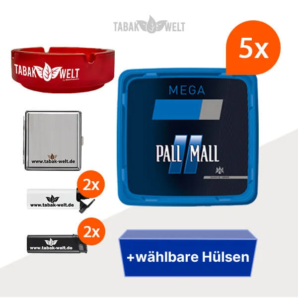 Pall Mall Tabak Blau 5 x Mega Box mit Wählbaren Hülsen Pall Mall Tabak Blau 5 x Mega Box mit Wählbaren Hülsen