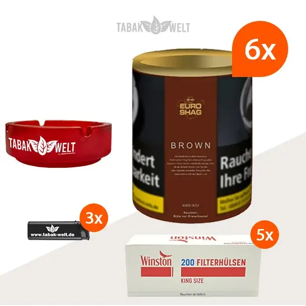 Euro Shag Brown (Bright) 6x Dose mit 1000 King Size Hülsen