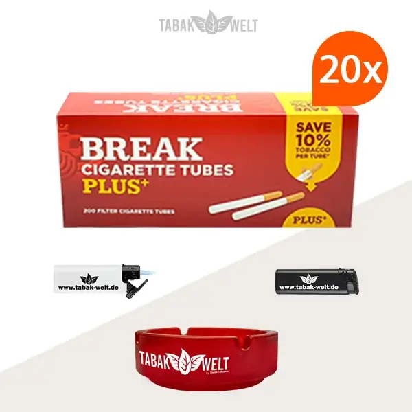 20x Break Plus Hülsen 200er (4000 Stück) mit Aschenbecher
