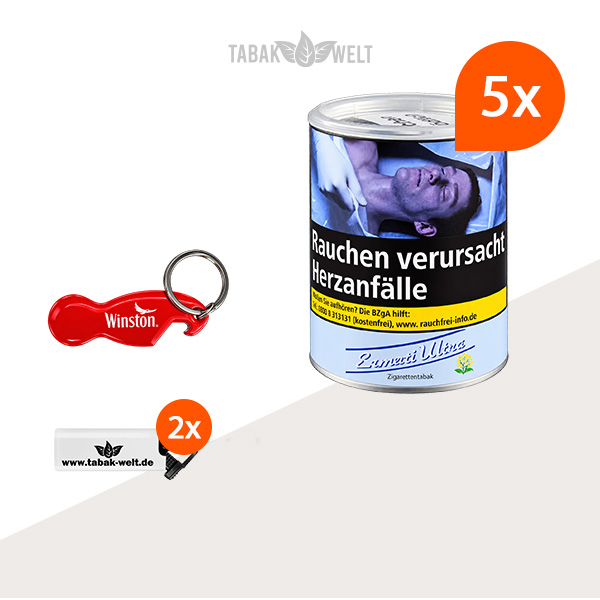 Ermuri Ultra Zigarettentabak 5 x Dose mit Flaschenöffner