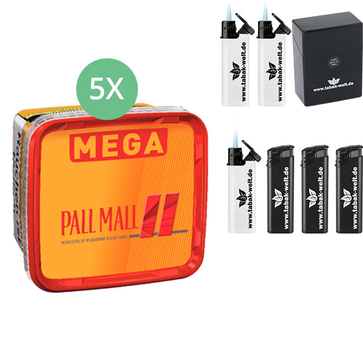 Pall Mall Tabak Allround Red 5 x Mega Box mit Etui