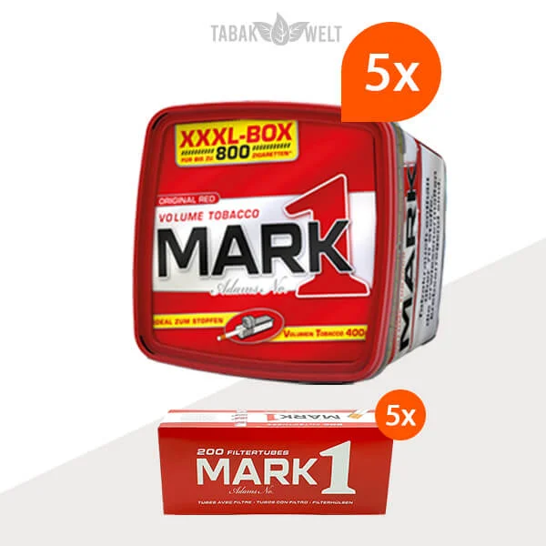 Mark 1 Red Volumentabak XXXL 5x Box mit 1000 King Size Hülsen  Mark 1 Red Volumentabak XXXL 5x Box mit 1000 King Size Hülsen