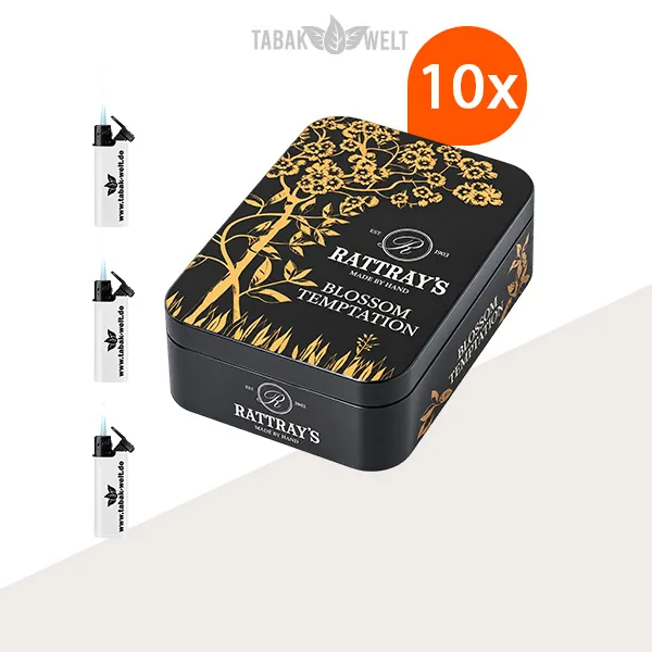 Rattray’s Artist Collection Blossom Temptation Pfeifentabak – 10er-Dose mit Feuerzeugen