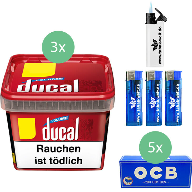 Ducal Tabak 3 x Eimer mit 1000 OCB Hülsen