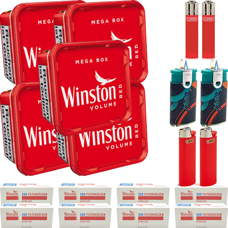 Winston Mega Box 5 x 140g mit 2000 Extra Size Hülsen