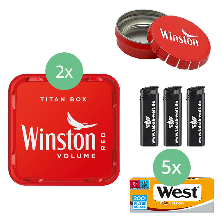 Winston Tabak 2 x Titan Box mit 1000 Yellow Hülsen