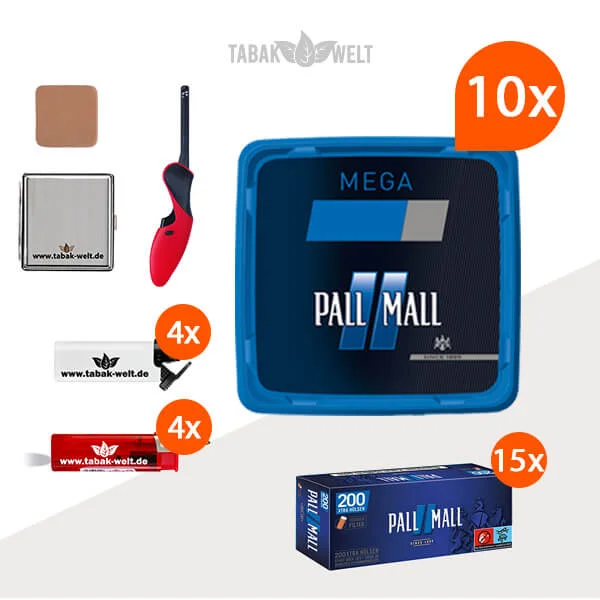 Pall Mall Tabak Blau 10 x Mega Box mit 3000 Pall Mall Blau Hülsen Pall Mall Tabak Blau 10 x Mega Box mit 3000 Pall Mall Blau Hülsen