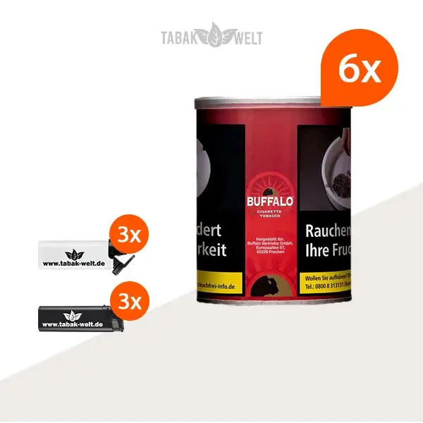buffalo-red-feinschnitttabak-6x-dose-mit-sturmfeuerzeugen buffalo-red-feinschnitttabak-6x-dose-mit-sturmfeuerzeugen