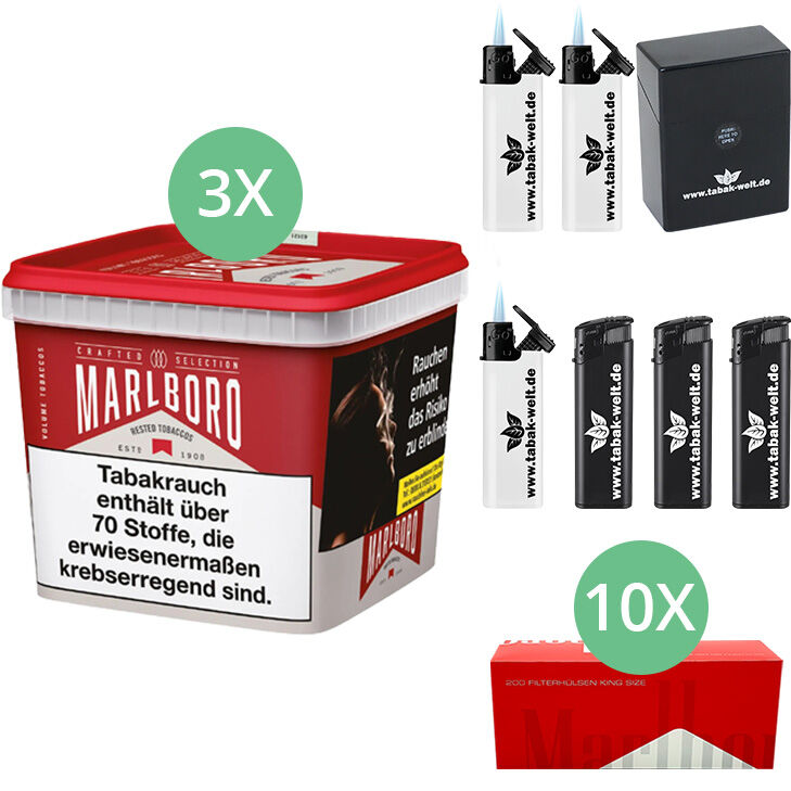 Marlboro Tabak Crafted Selection 3 x Mega Box mit 2000 King Size Hülsen