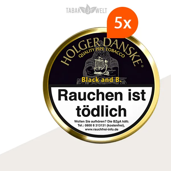 Holger Danske Black and Bourbon Pfeifentabak – 5 Dosen im Set