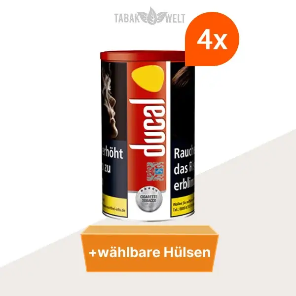 ducal-red-feinschnitt-tabak-4x-dose-mit-waehlbaren-huelsen
