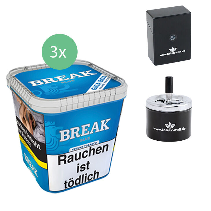 Break Tabak Blue 3 x Giga Box mit Aschenbecher