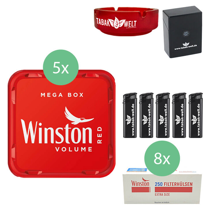 Winston Mega Box 5 x 135g mit 2000 Extra Size Hülsen 