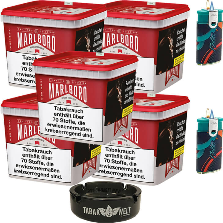 Marlboro Crafted Selection 5 x 200g mit Glasaschenbecher
