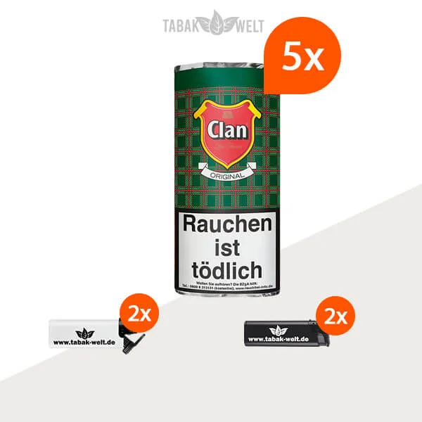 clan-original-pfeifentabak-5x-pouch-mit-feuerzeuge