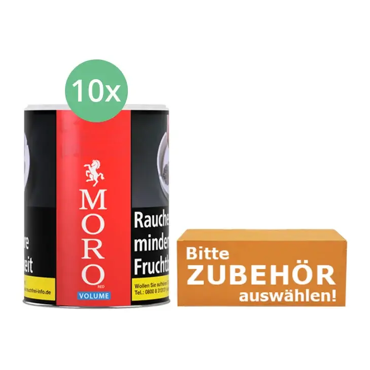 10x Moro Volumentabak Rot M Dose mit wählbarem Zubehör