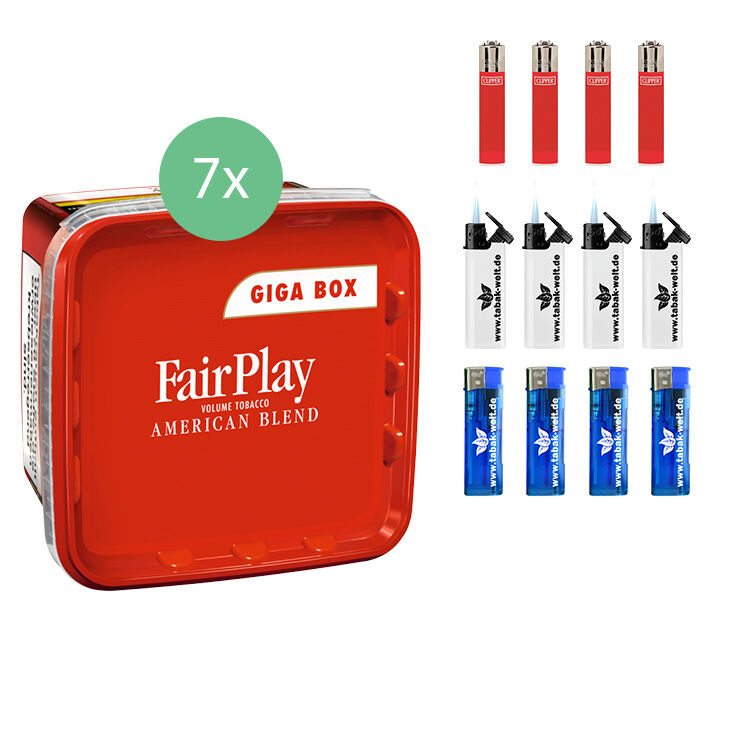 Fair Play Volumentabak Giga Box 7 x 315g mit Feuerzeug 
