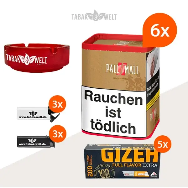 pall-mall-authentic-red-feinschnitt-tabak-6x-dose-mit-1000-huelsen-und-feuerzeugen