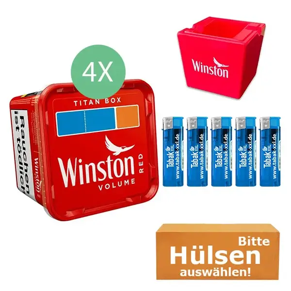 Winston Volumentabak 4 x Titan Box mit wählbaren Filterhülsen und Aschenbecher