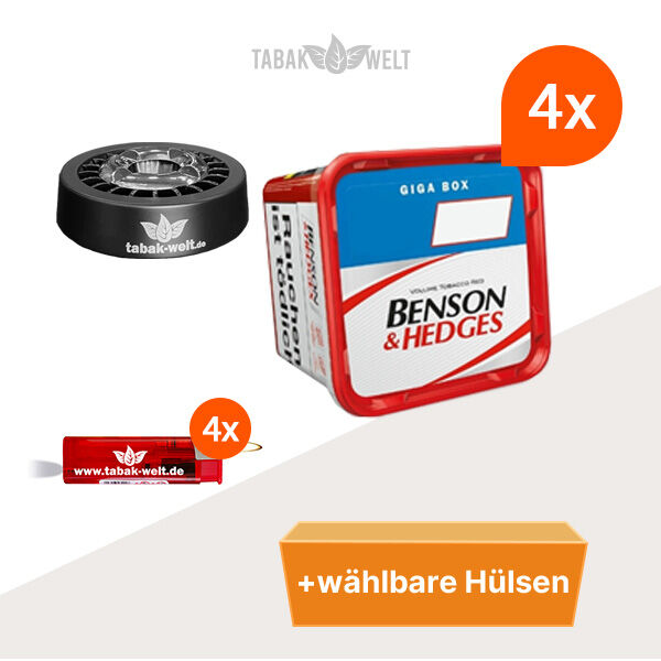 Benson und Hedges 4 x Giga Box Red mit wählbaren Hülsen und Roulette Aschenbecher Benson und Hedges 4 x Giga Box Red mit wählbaren Hülsen und Roulette Aschenbecher