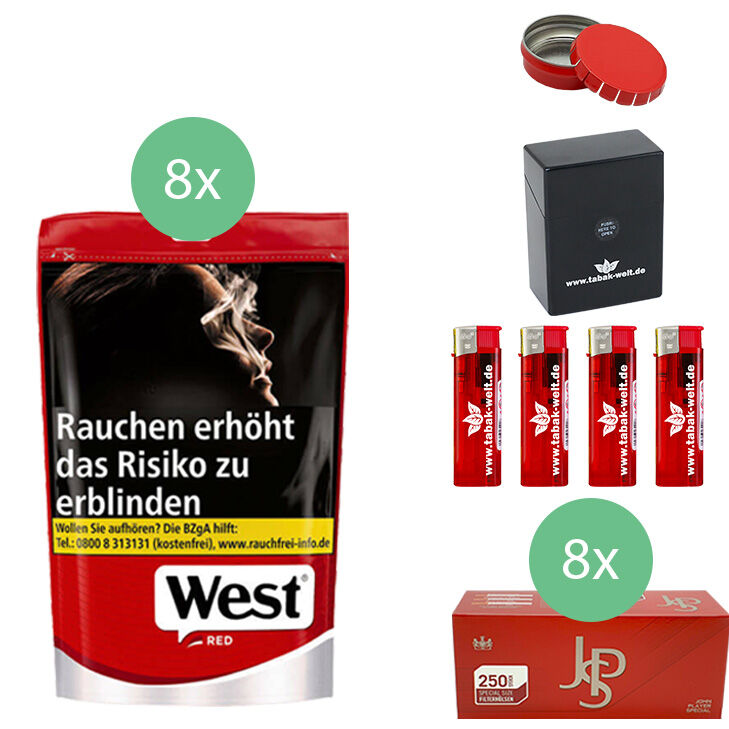 West Red 8 x 100g mit 2000 Special Size Hülsen