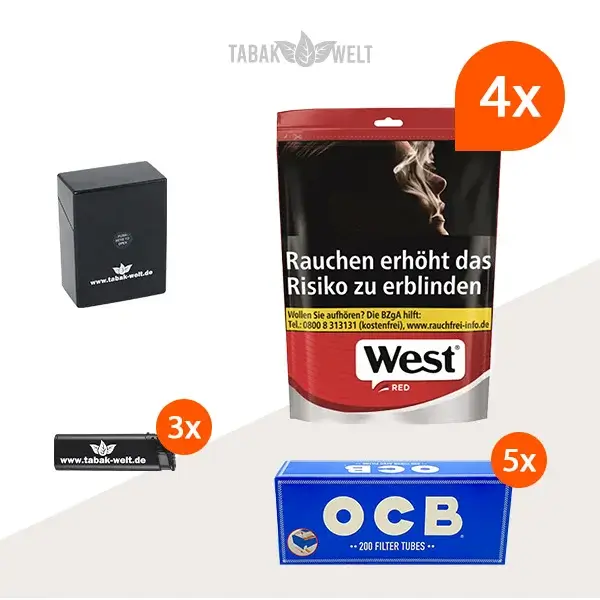 west-red-volumentabak-4x-beutel-mit-1000-ocb-huelsen