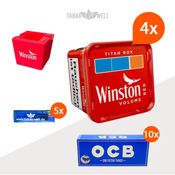 Winston Volumentabak 4 x Titan Box mit 2000 OCB Filterhülsen