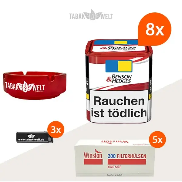 benson-und-hedges-volumentabak-8x-dose-mit-1000-filterhuelsen-und-aschenbecher