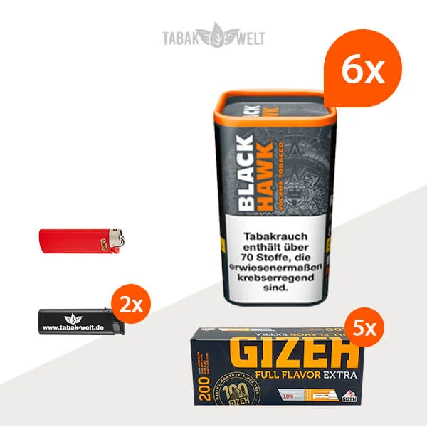 Black Hawk Volumentabak 6x Dose mit 1000 Full Flavor Extra Hülsen Black Hawk Volumentabak 6x Dose mit 1000 Full Flavor Extra Hülsen