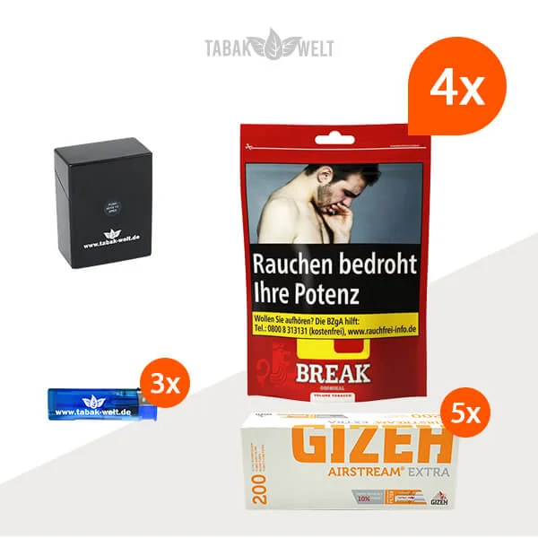 Break Original Volumentabak 4x Beutel mit 1000 Airstream Extra Hülsen