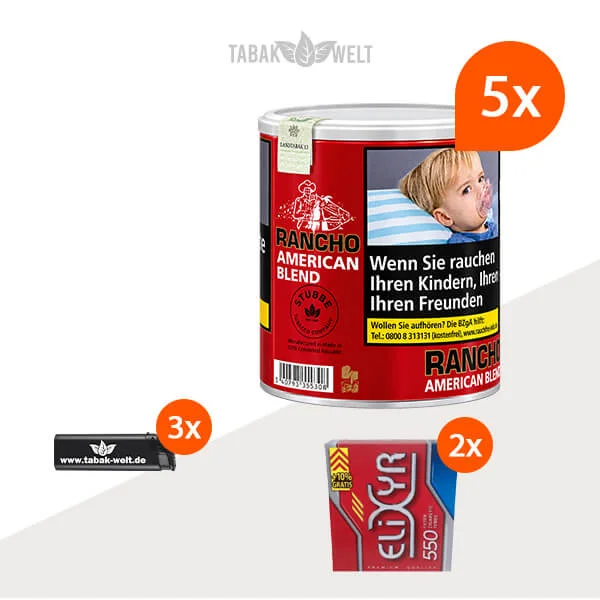 Rancho American Blend – 5 Dosen mit jeweils 1.100 Zigarettenhülsen