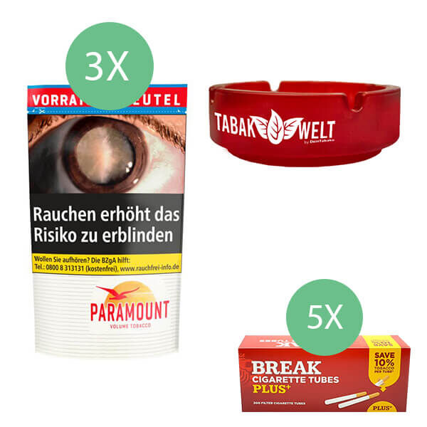 3 x Paramount Tabak Beutel mit 1000 Break Plus Hülsen