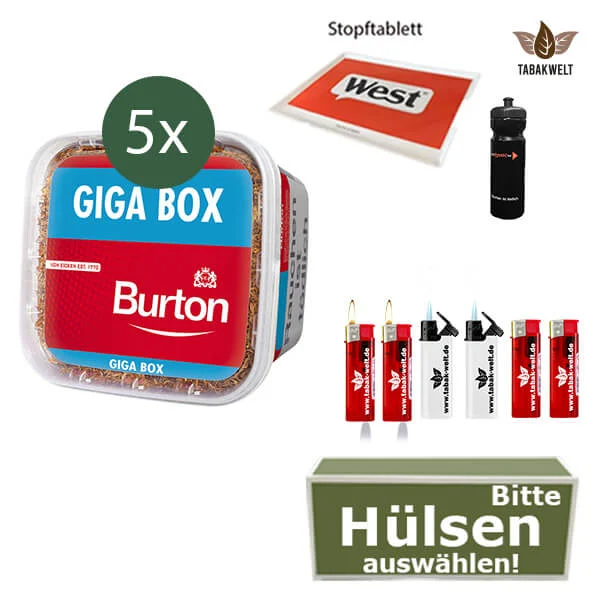 Burton Volumentabak Red 5 x Giga Box mit wählbaren Hülsen