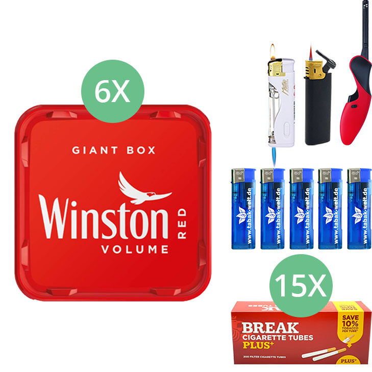 Winston Giant Box 6 x 205g mit 3000 Plus Hülsen