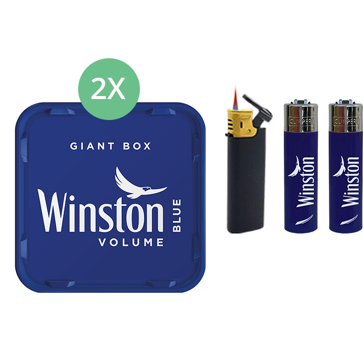 Winston Giant Box Blue 2 x 195g mit Feuerzeugen