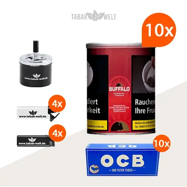 buffalo-red-feinschnitttabak-10x-dose-mit-2000-king-size-filterhuelsen-und-drehaschenbecher buffalo-red-feinschnitttabak-10x-dose-mit-2000-king-size-filterhuelsen-und-drehaschenbecher