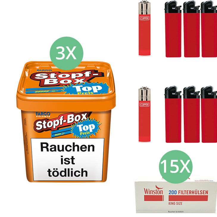 Fargo Stopf-Box 3 x 445g mit 3000 King Size Hülsen