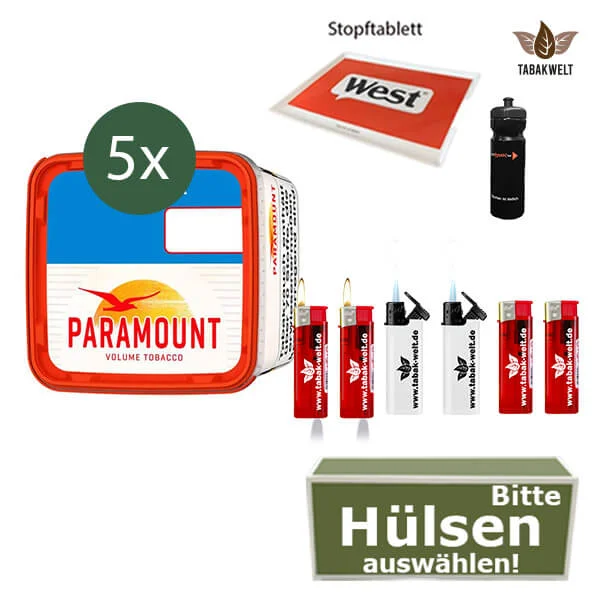 Paramount Volumentabak 5x Titan Box mit wählbaren Filterhülsen und Sportflasche