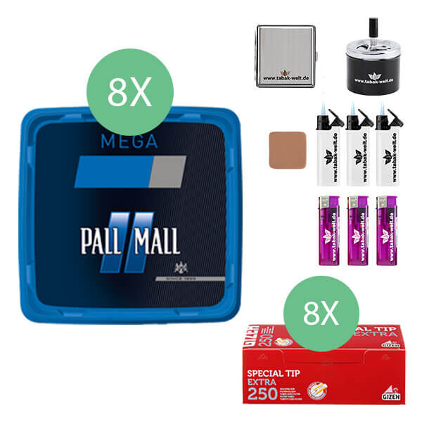 8 x pall mall blau eimer  mit metall etui