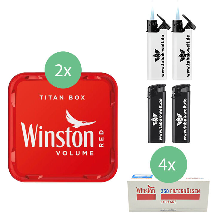Winston Titan Box 2 x 300g mit 1000 Extra Size Hülsen